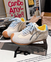 Zapatos deportivos casuales y cómodos con cordones para mujer, de ante azul